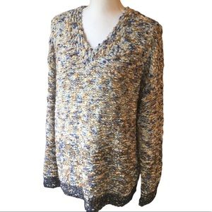 Easel Multi Color Crochet V-Neck Sweater Size Medium